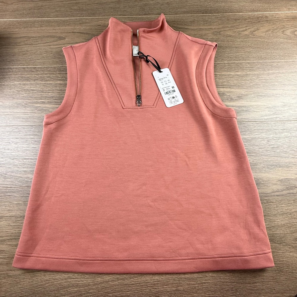 Varley Magnolia Half Zip Tank 2.0 Canyon Rose Sleeveless Mock Neck Top Sz M NWT - Picture 2 of 11